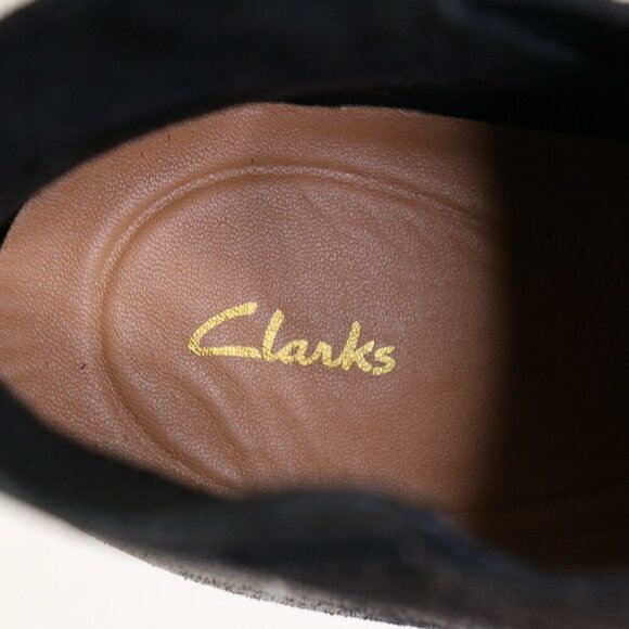 Clarks Leda Up Black Suede Ankle Boots Women’s Size 10 Chunky Block Heel - Picture 3 of 15